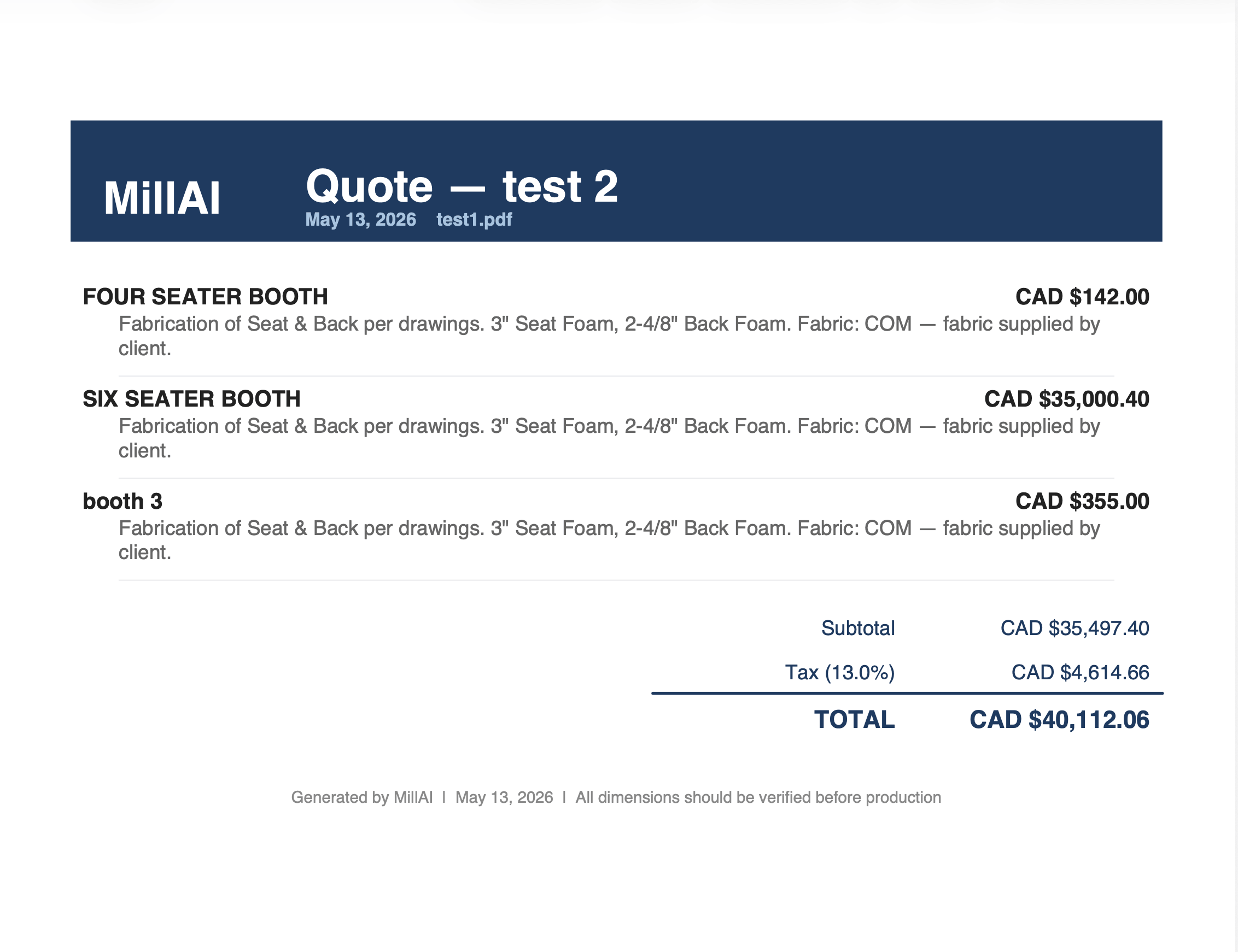 Quote details